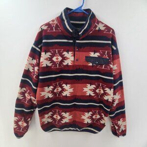 Como Man Poloar Fleece Pullover  Snap Front Aztec Print Men's Size M Gorpcore
